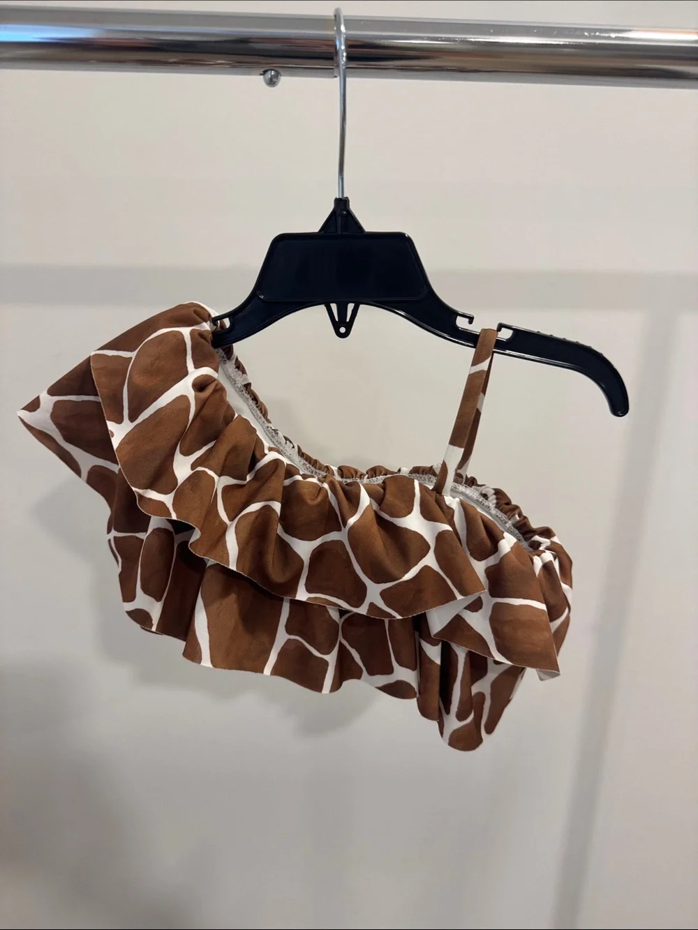 Janie and Jack Brown Giraffe Print Ruffle Bikini Set